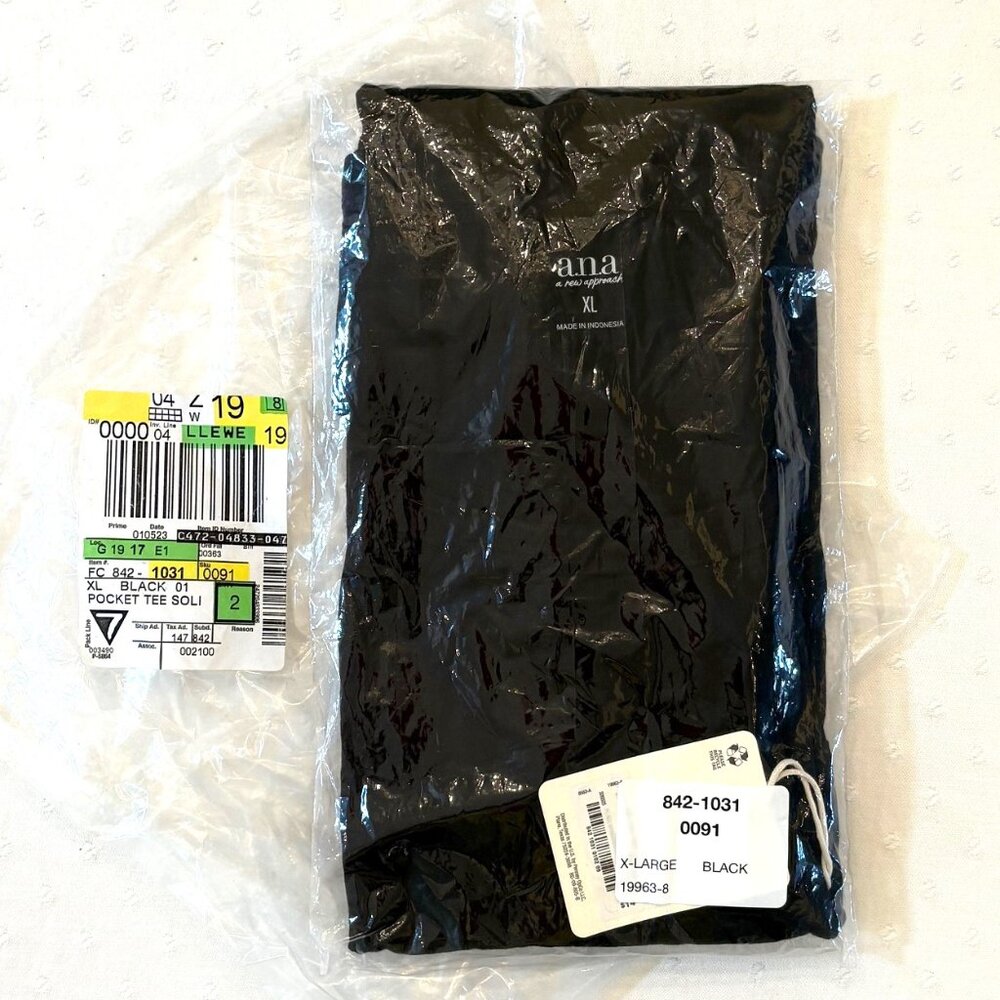 a.n.a. Pocket T-shirts XL - Round Neck Short Sleeve - Bundle of 2 - Black, Blue - Picture 4 of 9